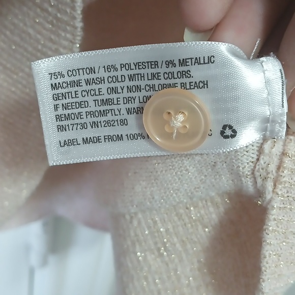 🍀NWOT Merona Blush Pink Button-Up Cardigan with Gold Glittery Detail - Picture 5 of 5